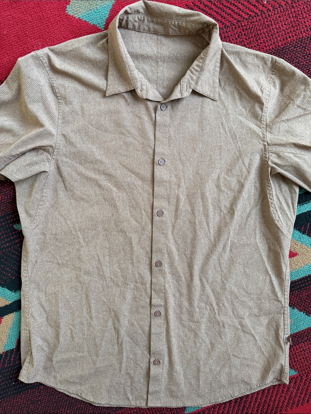 lululemon athletica Men's Short-Sleeve Casual Button-Down Shirt in Light Brown